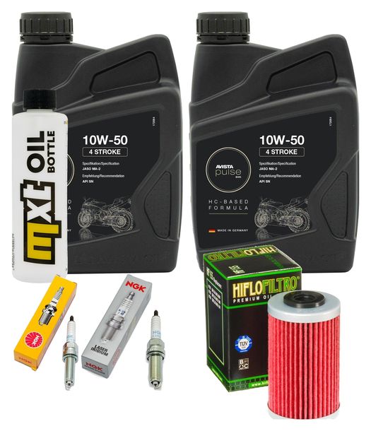 Inspektionspaket 2L 10W-50 + Ölfilter + 2x Zündkerze für Husqvarna Supermoto 701 ccm Bj. 2015