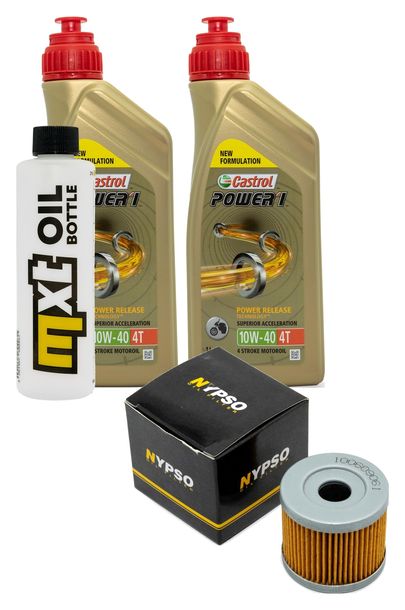 Inspektionspaket 2L 10W-40 + Ölfilter + 1x Zündkerze für Hyosung XRX Funduro 125 ccm Bj. 2007