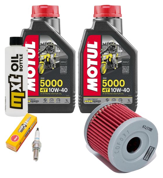 Inspektionspaket 2L 10W-40 + Ölfilter + 1x Zündkerze für Hyosung XRX Funduro 125 ccm Bj. 2007