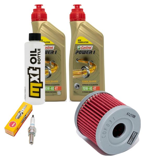 Inspektionspaket 2L 10W-40 + Ölfilter + 1x Zündkerze für Hyosung XRX Funduro 125 ccm Bj. 2007