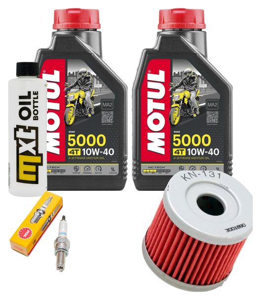 Inspektionspaket 2L 10W-40 + Ölfilter + 1x Zündkerze für Hyosung XRX Funduro 125 ccm Bj. 2007