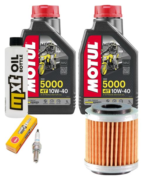 Inspektionspaket 2L 10W-40 + Ölfilter + 1x Zündkerze für Hyosung XRX Funduro 125 ccm Bj. 2007