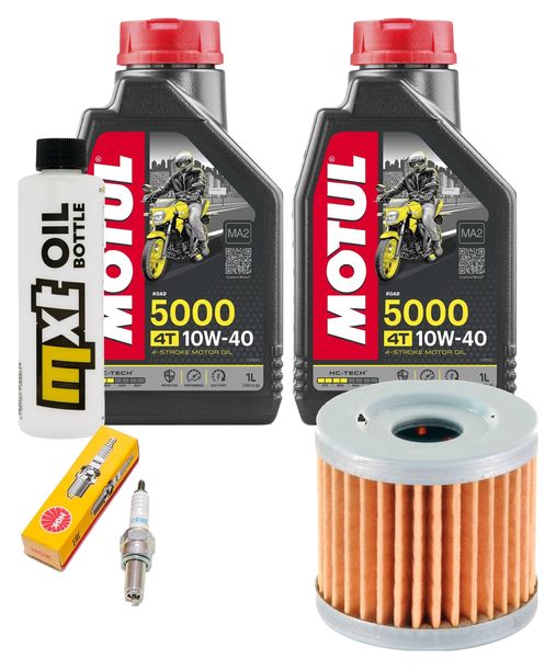 Inspektionspaket 2L 10W-40 + Ölfilter + 1x Zündkerze für Hyosung XRX Funduro 125 ccm Bj. 2007