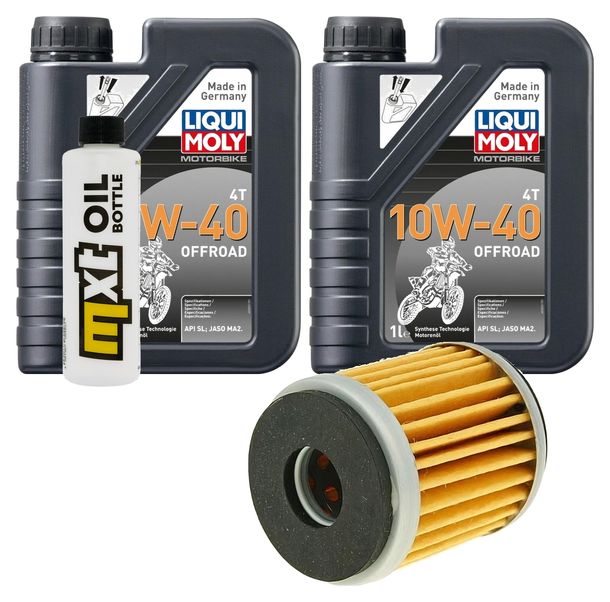 Inspektionspaket 2L 10W-40 + Ölfilter + 1x Zündkerze für Hyosung XRX Funduro 125 ccm Bj. 2007