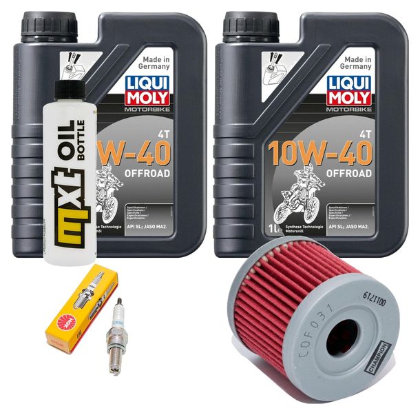 Inspektionspaket 2L 10W-40 + Ölfilter + 1x Zündkerze für Hyosung XRX Funduro 125 ccm Bj. 2007