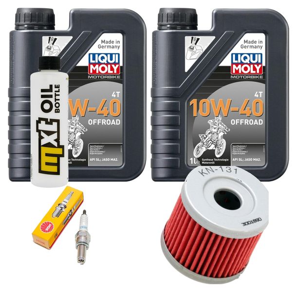 Inspektionspaket 2L 10W-40 + Ölfilter + 1x Zündkerze für Hyosung XRX Funduro 125 ccm Bj. 2007