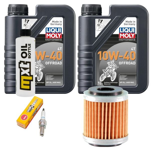 Inspektionspaket 2L 10W-40 + Ölfilter + 1x Zündkerze für Hyosung XRX Funduro 125 ccm Bj. 2007