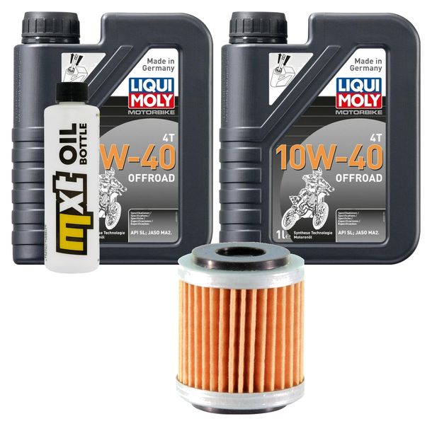 Inspektionspaket 2L 10W-40 + Ölfilter + 1x Zündkerze für Hyosung XRX Funduro 125 ccm Bj. 2007