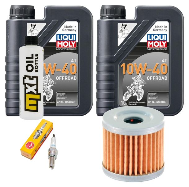 Inspektionspaket 2L 10W-40 + Ölfilter + 1x Zündkerze für Hyosung XRX Funduro 125 ccm Bj. 2007