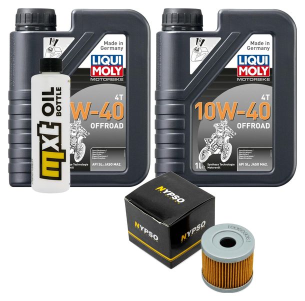 Inspektionspaket 2L 10W-40 + Ölfilter + 1x Zündkerze für Hyosung XRX Funduro 125 ccm Bj. 2007