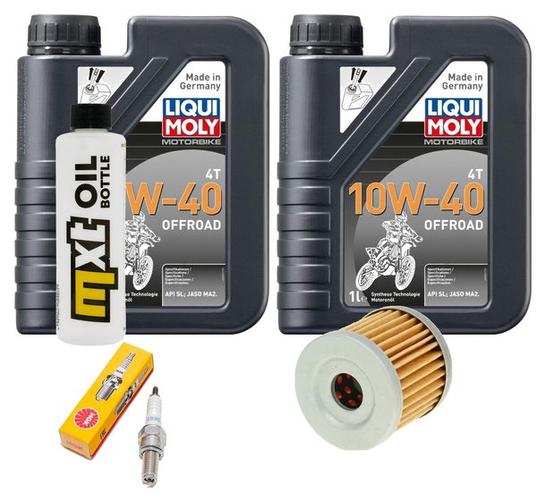 Inspektionspaket 2L 10W-40 + Ölfilter + 1x Zündkerze für Hyosung XRX Funduro 125 ccm Bj. 2007