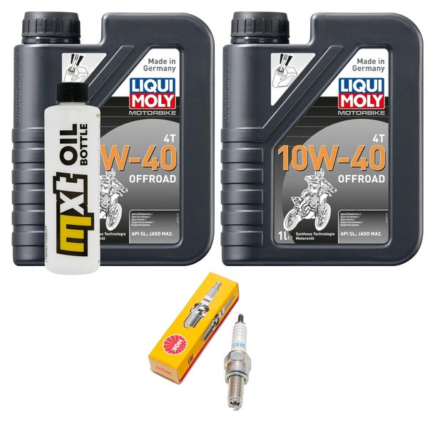 Inspektionspaket 2L 10W-40 + Ölfilter + 1x Zündkerze für Hyosung XRX Funduro 125 ccm Bj. 2007