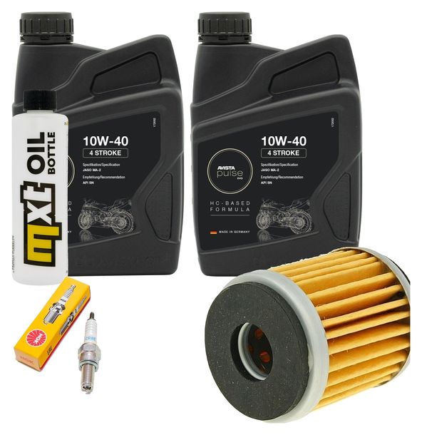 Inspektionspaket 2L 10W-40 + Ölfilter + 1x Zündkerze für Hyosung XRX Funduro 125 ccm Bj. 2007