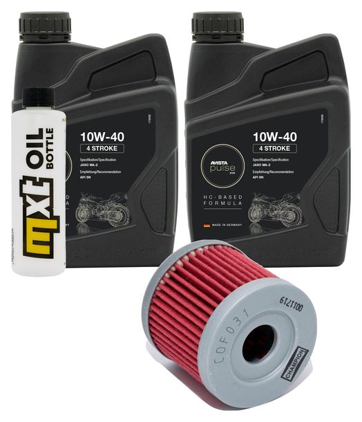 Inspektionspaket 2L 10W-40 + Ölfilter + 1x Zündkerze für Hyosung XRX Funduro 125 ccm Bj. 2007