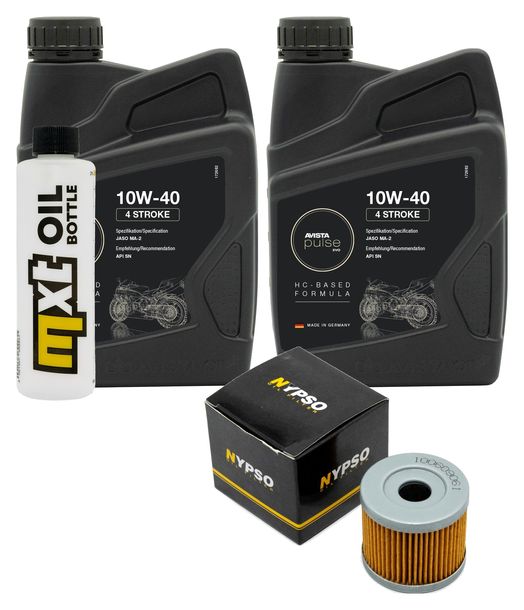 Inspektionspaket 2L 10W-40 + Ölfilter + 1x Zündkerze für Hyosung XRX Funduro 125 ccm Bj. 2007