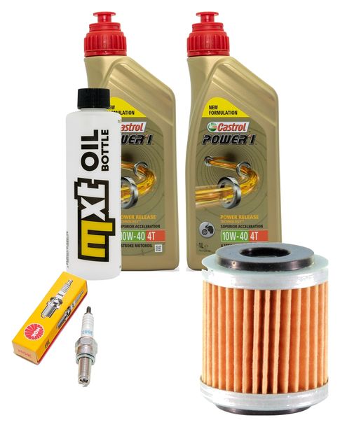 Inspektionspaket 2L 10W-40 + Ölfilter + 1x Zündkerze für Hyosung XRX Funduro 125 ccm Bj. 2007