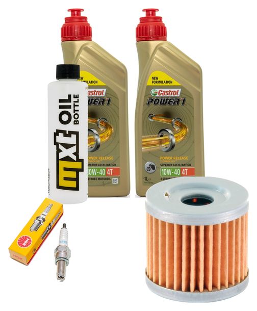 Inspektionspaket 2L 10W-40 + Ölfilter + 1x Zündkerze für Hyosung XRX Funduro 125 ccm Bj. 2007