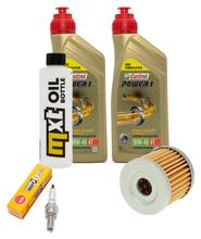 Pacchetto di ispezione 2L 10W-40 + filtro olio + 1x candela per Hyosung XRX Funduro 125 ccm Anno 2007