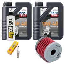 Inspekční balíček 2L 10W-40 + olejový filtr + 1x zapalovací svíčka pro Hyosung XRX Funduro 125 ccm rok výroby 2007