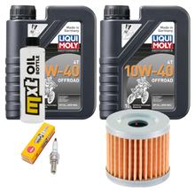 Inspekční balíček 2L 10W-40 + olejový filtr + 1x zapalovací svíčka pro Hyosung XRX Funduro 125 ccm rok výroby 2007