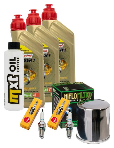 Paquete de inspección 3L 10W-40 + filtro de aceite + 2 bujías para Kawasaki ER-5 500 ccm Año 2000