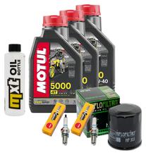 Paquete de inspección 3L 10W-40 + filtro de aceite + 2 bujías para Kawasaki ER-5 500 ccm Año 2000