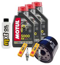 Inspektionspaket 3L 10W-40 + Ölfilter + 2x Zündkerze für Kawasaki ER-5 500 ccm Bj. 2000