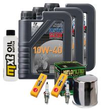 Kit d'inspection 3L 10W-40 + filtre à huile + 2 bougies pour Kawasaki ER-5 500 ccm Année 2000