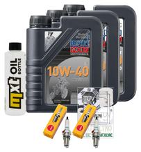Inspection package 3L 10W-40 + oil filter + 2x spark plug for Kawasaki ER-5 500 ccm Year 2000