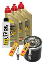 Kit d'inspection 3L 10W-40 + filtre à huile + 2 bougies pour Kawasaki ER-5 500 ccm Année 2000