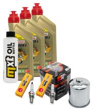 Kit d'inspection 3L 10W-40 + filtre à huile + 2 bougies pour Kawasaki ER-5 500 ccm Année 2000