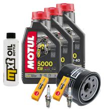Paquete de inspección 3L 10W-40 + filtro de aceite + 2 bujías para Kawasaki ER-5 500 ccm Año 2001 - 2006