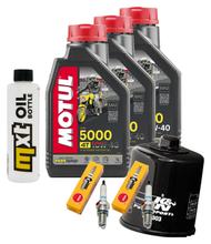 Paquete de inspección 3L 10W-40 + filtro de aceite + 2 bujías para Kawasaki ER-5 500 ccm Año 2001 - 2006