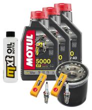 Paquete de inspección 3L 10W-40 + filtro de aceite + 2 bujías para Kawasaki ER-5 500 ccm Año 2001 - 2006