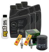 Kit d'inspection 3L 10W-40 + filtre à huile + 2 bougies pour Kawasaki ER-5 500 ccm Année 2001 - 2006