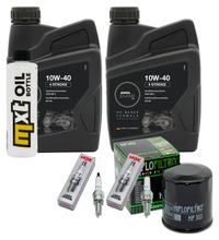 Paquete de inspección 2L 10W-40 + filtro de aceite + 2 bujías para Kawasaki ER-6 N F 650 ccm Año 2012 - 2013