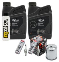 Paquete de inspección 2L 10W-40 + filtro de aceite + 2 bujías para Kawasaki ER-6 N F 650 ccm Año 2012 - 2013