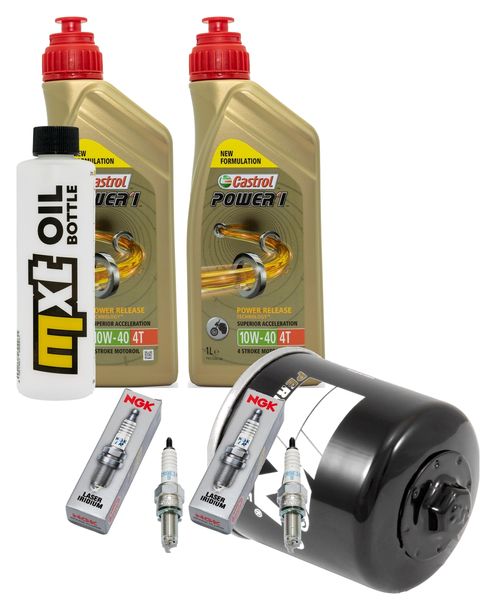 Paquete de inspección 2L 10W-40 + filtro de aceite + 2 bujías para Kawasaki ER-6 N F 650 ccm Año 2005