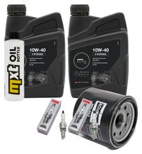 Paquete de inspección 2L 10W-40 + filtro de aceite + 2 bujías para Kawasaki ER-6 N F 650 ccm Año 2005