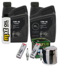 Kit d'inspection 2L 10W-40 + filtre à huile + 2 bougies pour Kawasaki ER-6 N F Vulcan S 650 ccm Année 2009 - 2017