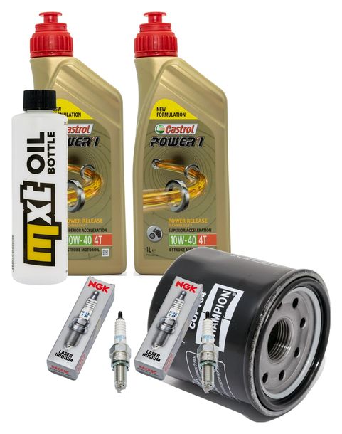 Paquete de inspección 2L 10W-40 + filtro de aceite + 2 bujías para Kawasaki ER-6 N F 650 ccm Año 2006
