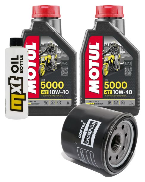 Inspektionspaket 2L 10W-40 + Ölfilter + 2x Zündkerze für Kawasaki ER-6 N F 650 ccm Bj. 2006