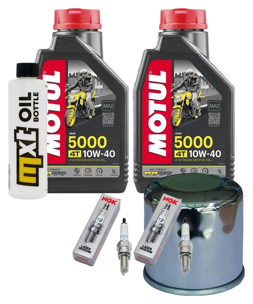 Inspektionspaket 2L 10W-40 + Ölfilter + 2x Zündkerze für Kawasaki ER-6 N F 650 ccm Bj. 2006