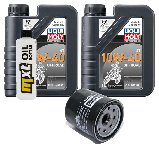 Inspektionspaket 2L 10W-40 + Ölfilter + 2x Zündkerze für Kawasaki ER-6 N F 650 ccm Bj. 2006
