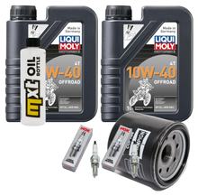 Kit d'inspection 2L 10W-40 + filtre à huile + 2 bougies pour Kawasaki ER-6 N F 650 ccm Année 2006