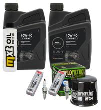 Kit d'inspection 2L 10W-40 + filtre à huile + 2 bougies pour Kawasaki ER-6 N F 650 ccm Année 2006