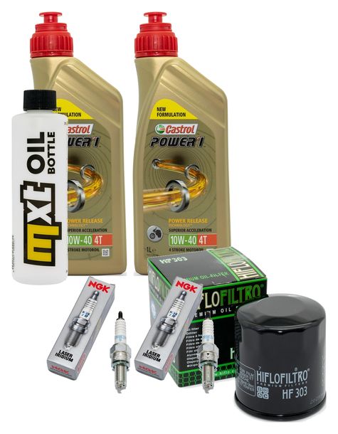 Inspektionspaket 2L 10W-40 + Ölfilter + 2x Zündkerze für Kawasaki ER-6 N F 650 ccm Bj. 2007