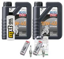 Inspection package 2L 10W-40 + oil filter + 2x spark plug for Kawasaki ER-6 N F 650 ccm Year 2008