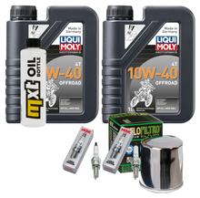 Inspection package 2L 10W-40 + oil filter + 2x spark plug for Kawasaki ER-6 N F 650 ccm Year 2008