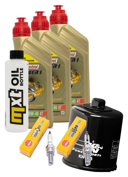 Inspektionspaket 3L 10W-40 + Ölfilter + 2x Zündkerze für Kawasaki VN Classic 800 ccm Bj. 2000